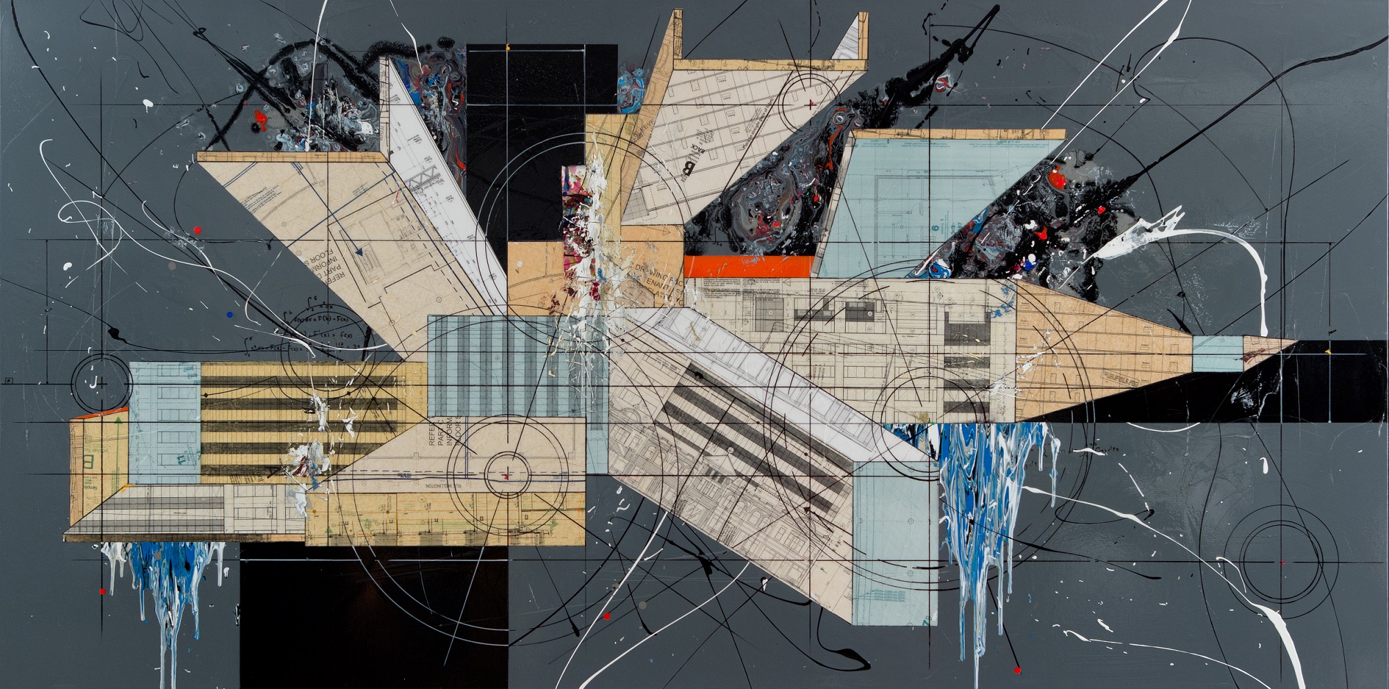 Étienne Gélinas, Comp 500, 48 x 96, Mixed media on canvas